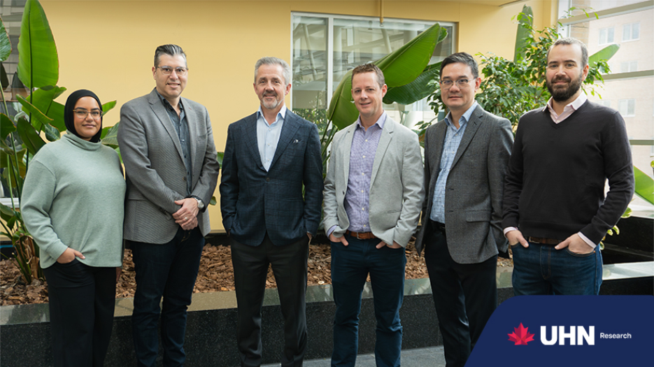 Group shot of researchers and clinicians, 1 female and 5 men